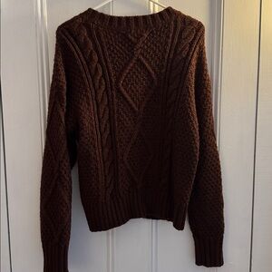 American Eagle Outfitters Dark Brown Cable Knit Sweater